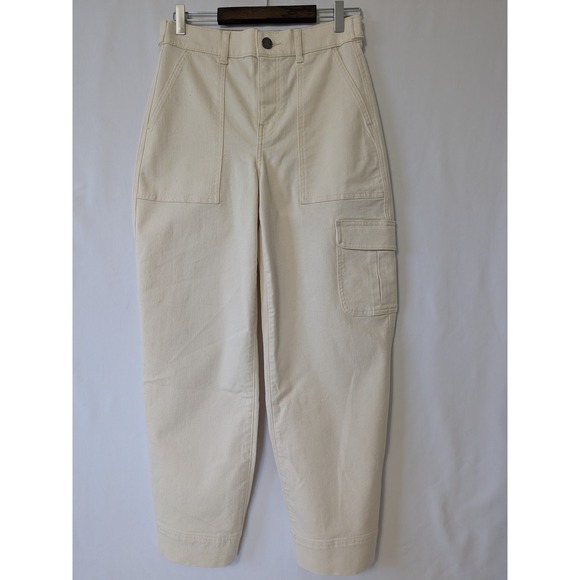 UpWest Cargo Pants High Waist Utility Pockets‎ Casual Beige Off White Size Small - Picture 1 of 9